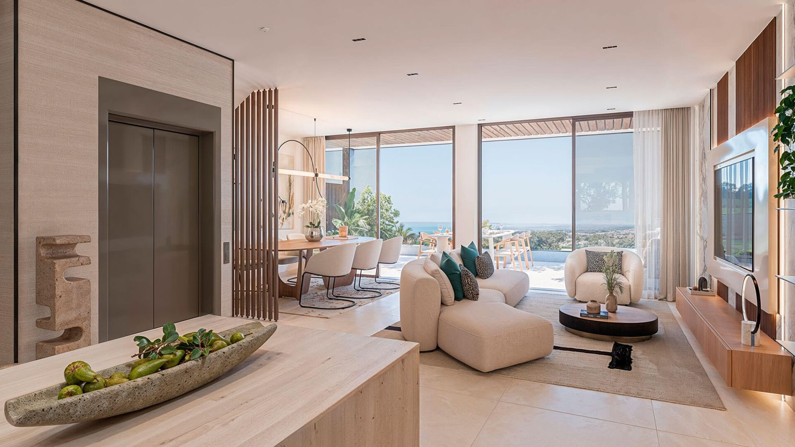 Modern interieur met oceaanzicht in luxe villa, Haiku